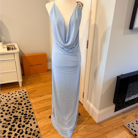 Peppermayo Pale Blue Draped Cowl Maxi Dress - Picture 7 of 14